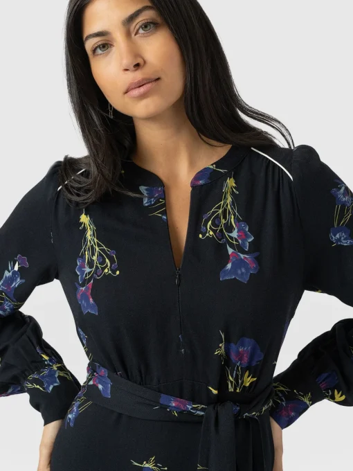 Saint and Sofia Adaline Zip Up Dress - Blue Lily Gardens