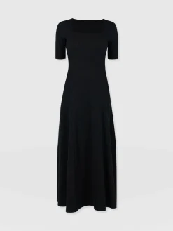 Saint and Sofia Akia Short Sleeve Dress - Black Textured