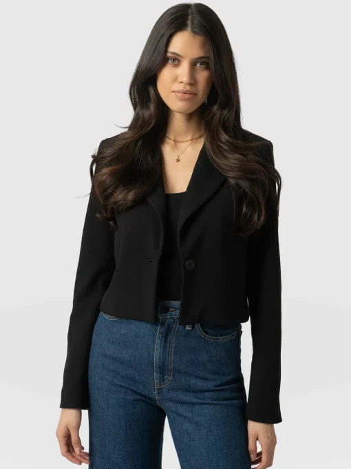 Saint and Sofia Astrid Cropped Blazer - Black