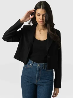 Saint and Sofia Astrid Cropped Blazer - Black