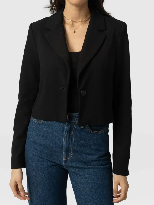 Saint and Sofia Astrid Cropped Blazer - Black