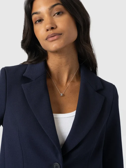 Saint and Sofia Astrid Cropped Blazer - Navy