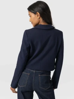 Saint and Sofia Astrid Cropped Blazer - Navy