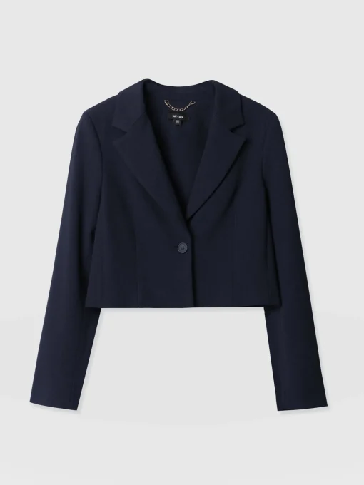 Saint and Sofia Astrid Cropped Blazer - Navy