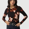 Saint and Sofia Austen Crew Neck Long Sleeve Tee - Orange Aurora