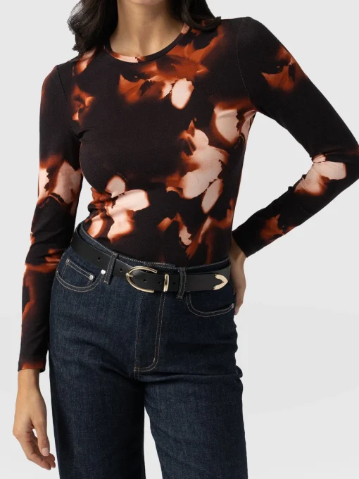 Saint and Sofia Austen Crew Neck Long Sleeve Tee - Orange Aurora
