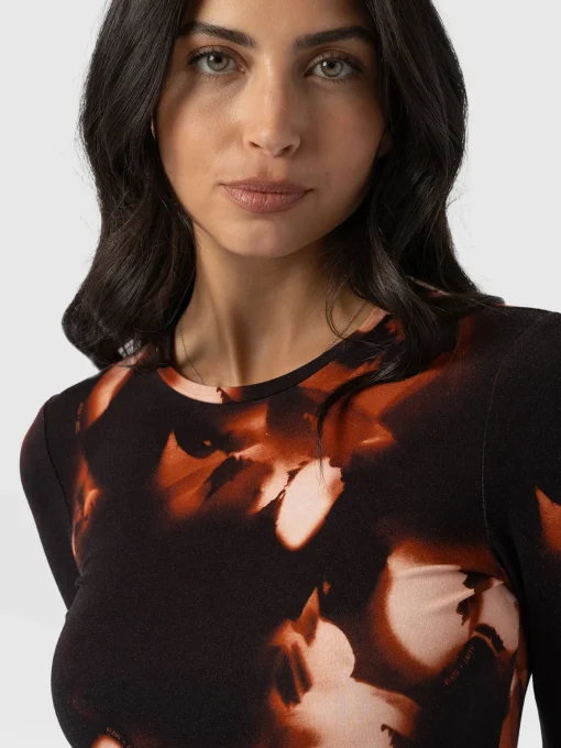 Saint and Sofia Austen Crew Neck Long Sleeve Tee - Orange Aurora
