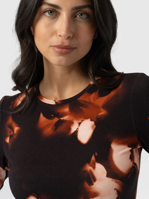 Saint and Sofia Austen Crew Neck Long Sleeve Tee - Orange Aurora