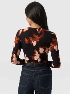 Saint and Sofia Austen Crew Neck Long Sleeve Tee - Orange Aurora