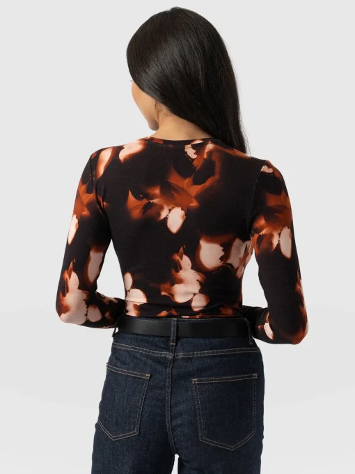 Saint and Sofia Austen Crew Neck Long Sleeve Tee - Orange Aurora