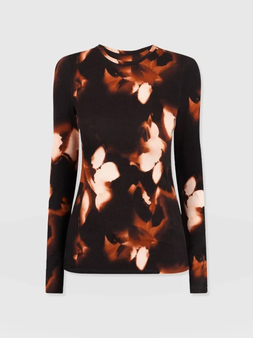 Saint and Sofia Austen Crew Neck Long Sleeve Tee - Orange Aurora