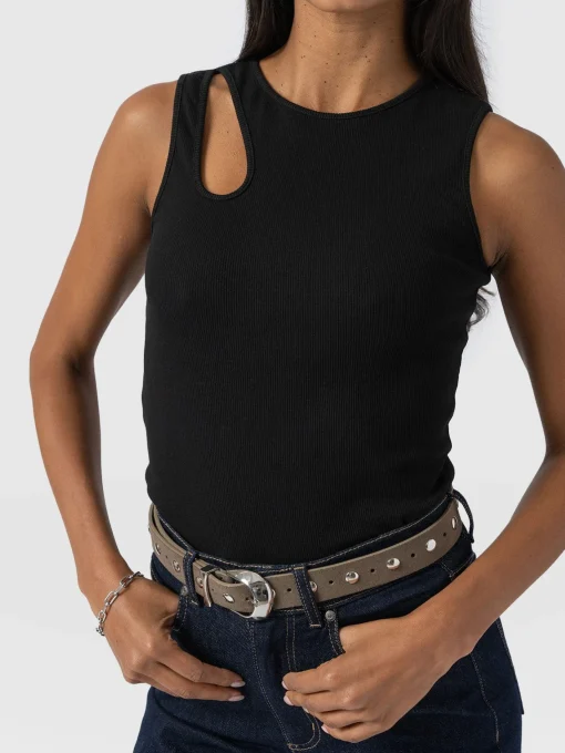 Saint and Sofia Axel Cut Out Vest - Black