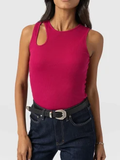 Saint and Sofia Axel Cut Out Vest - Fuchsia Pink