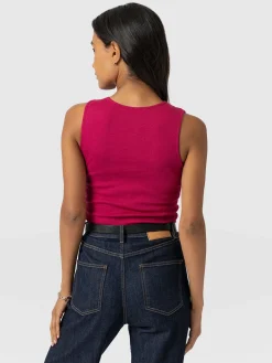 Saint and Sofia Axel Cut Out Vest - Fuchsia Pink
