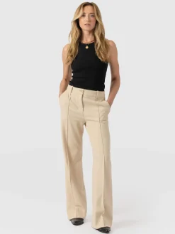 Saint and Sofia Cambridge Tailored Wide Leg Pant - Beige