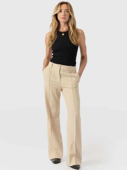 Saint and Sofia Cambridge Tailored Wide Leg Pant - Beige