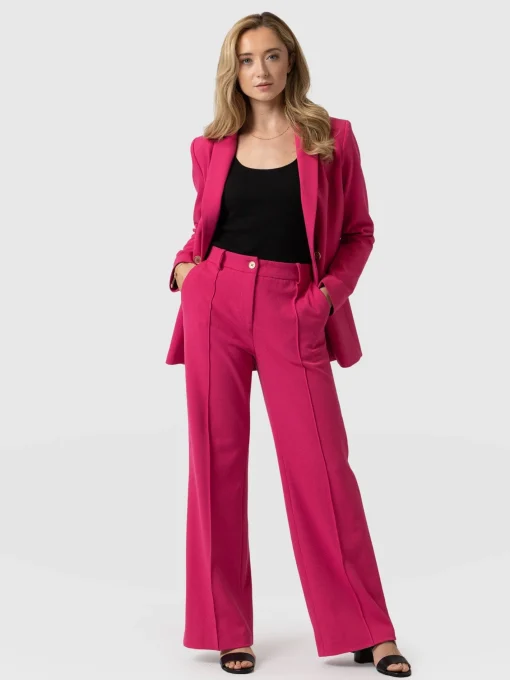 Saint and Sofia Cambridge Tailored Wide Leg Pant - Hot Pink