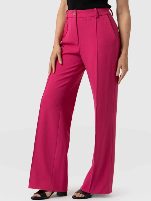 Saint and Sofia Cambridge Tailored Wide Leg Pant - Hot Pink