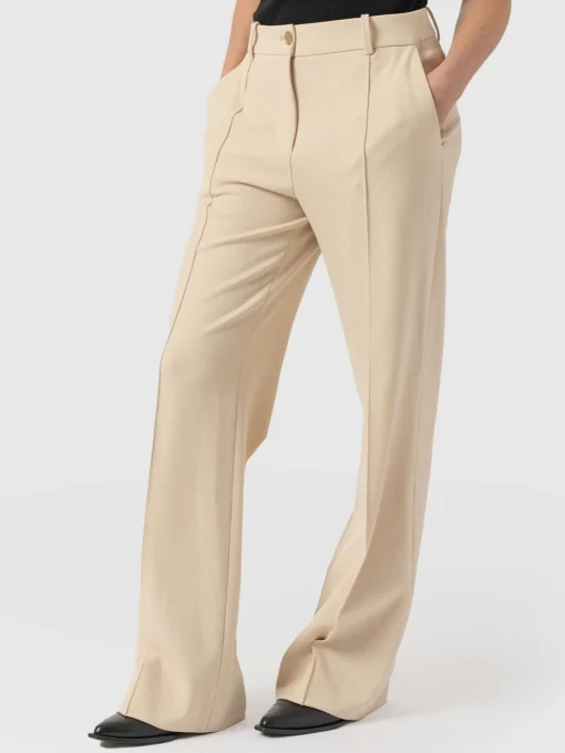 Saint and Sofia Cambridge Tailored Wide Leg Pant - Beige