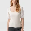 Saint and Sofia Cavendish Square Neck Tee - Cream Broderie