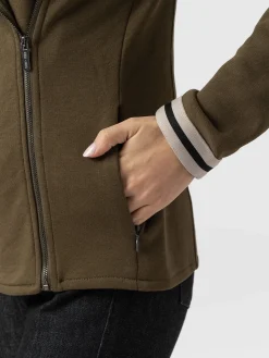 Saint and Sofia Cotton Biker Jacket - Khaki - Cream Stripe
