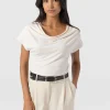 Saint and Sofia Cowl Neck Tee - Cream