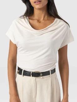 Saint and Sofia Cowl Neck Tee - Cream