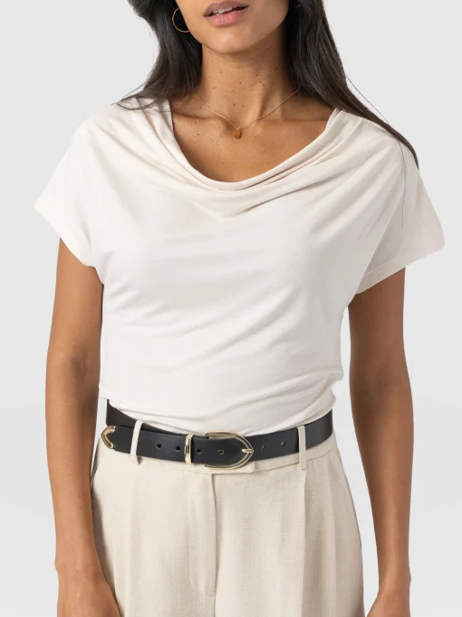 Saint and Sofia Cowl Neck Tee - Cream