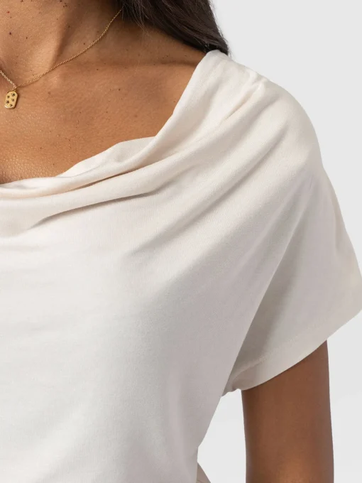 Saint and Sofia Cowl Neck Tee - Cream