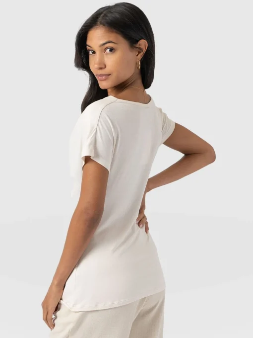 Saint and Sofia Cowl Neck Tee - Cream