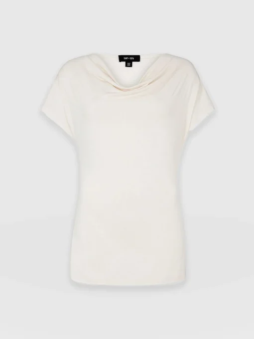 Saint and Sofia Cowl Neck Tee - Cream