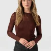 Saint and Sofia Demi Lace Long Sleeve Tee - Maroon