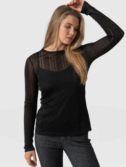 Saint and Sofia Demi Lace Long Sleeve Tee - Black