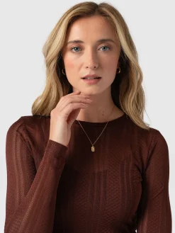 Saint and Sofia Demi Lace Long Sleeve Tee - Maroon