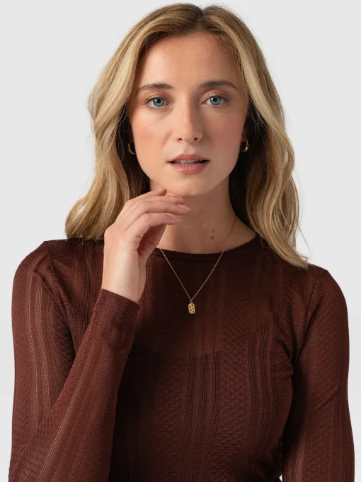 Saint and Sofia Demi Lace Long Sleeve Tee - Maroon