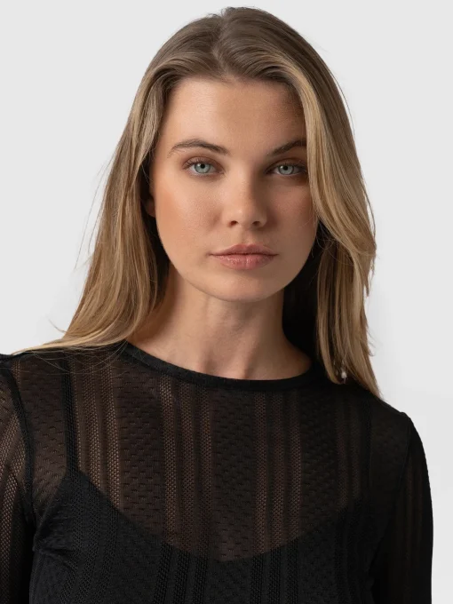 Saint and Sofia Demi Lace Long Sleeve Tee - Black