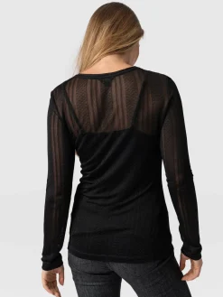 Saint and Sofia Demi Lace Long Sleeve Tee - Black