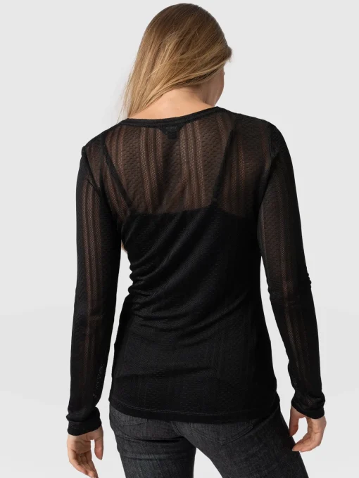 Saint and Sofia Demi Lace Long Sleeve Tee - Black