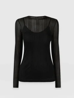 Saint and Sofia Demi Lace Long Sleeve Tee - Black