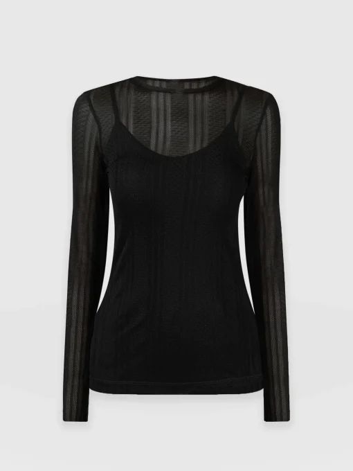 Saint and Sofia Demi Lace Long Sleeve Tee - Black