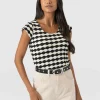 Saint and Sofia Elise Scoop Neck Tee - Black/Cream