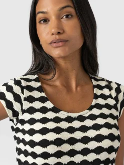 Saint and Sofia Elise Scoop Neck Tee - Black/Cream