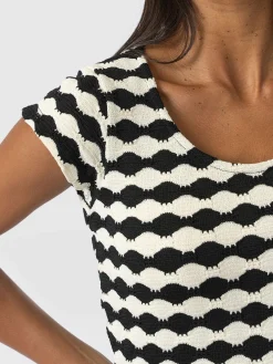 Saint and Sofia Elise Scoop Neck Tee - Black/Cream