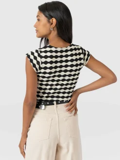 Saint and Sofia Elise Scoop Neck Tee - Black/Cream