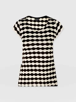 Saint and Sofia Elise Scoop Neck Tee - Black/Cream