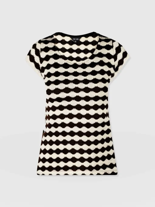 Saint and Sofia Elise Scoop Neck Tee - Black/Cream