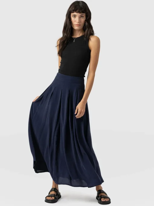 Saint and Sofia Eliza Pleated Skirt - Navy