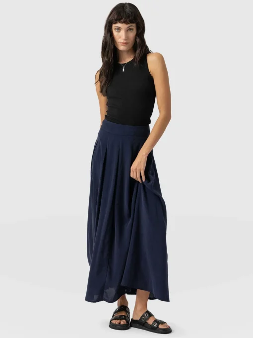 Saint and Sofia Eliza Pleated Skirt - Navy