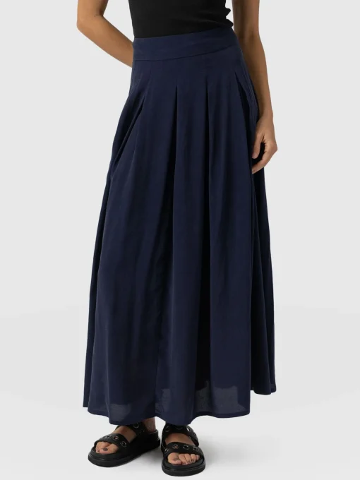 Saint and Sofia Eliza Pleated Skirt - Navy