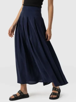 Saint and Sofia Eliza Pleated Skirt - Navy